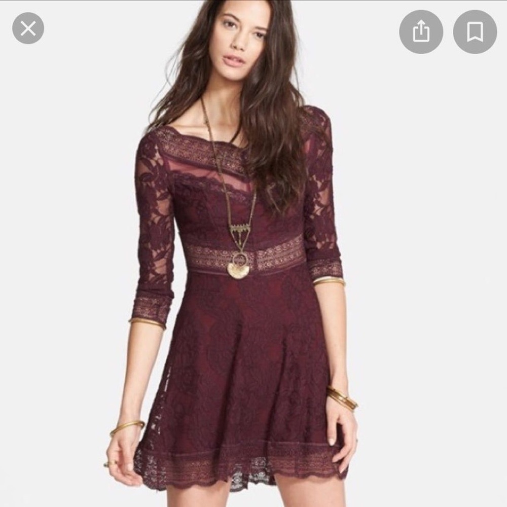 Free People Lace Fit and Flare Dress